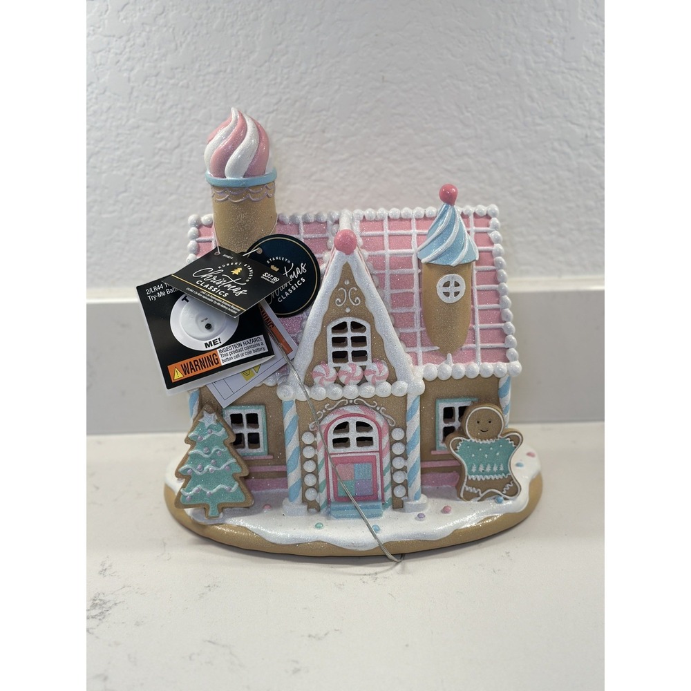 Robert Stanley Pastel LED Gingerbread House Christmas Decor 10.25" NEW 6416614